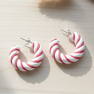 Candy Cane Hoop Stud - Handmade Earrings